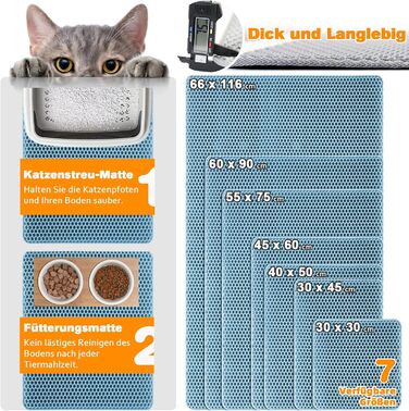 Килимок для котячого туалету Blissstorm Matte 60x90cm з EVA, водонепроникний, антиковзкий, нейтралізує запахи, легко миється, для всіх котів, хакі (також доступний розмір 30x45см)