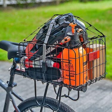Задній велосипедний кошик W&H складний, великий металевий, з аксесуарами для монтажу, сіткою та відбивачем. Підходить для собак, покупок, пікніків