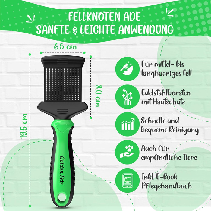 Зубчаста щітка для собак та котів з захисними нопочками - видаляє підшерсток, ковтуни та вузли. Щітка для довгошерстих собак, для порід Cockapoo та Пудель, для щоденного догляду за шерстю, розмір S. Зубчаста щітка 2.0 (маленька)