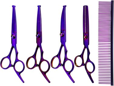 Набір ножиць для грумінгу собак 6-в-1: прямі, фігурні, для стрижки та проріджування шерсті. Професійний набір для догляду за собаками