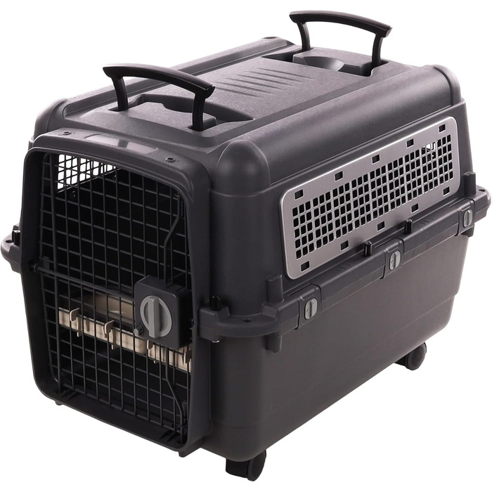 Клітка-переноска для собак Flamingo Lanta – темно-сіра, розмір L (56 × 80 × 59,5 см) | Безпечна, практична та комфортна переноска для вашого собаки