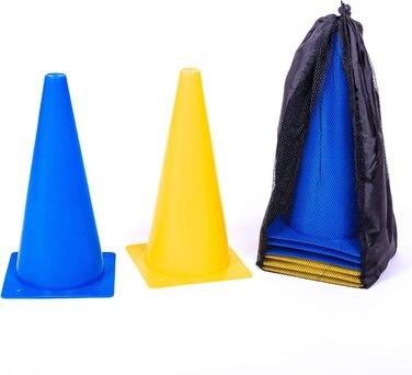 Набір фігурок 8LevelUp Pylonen (8 шт.) – 30 см. Ідеально для футболу, верхової їзди, дресирування собак та коней, агіліті. Жовті та сині фігурки, гнучкі, безпечні та міцні, з сумкою.