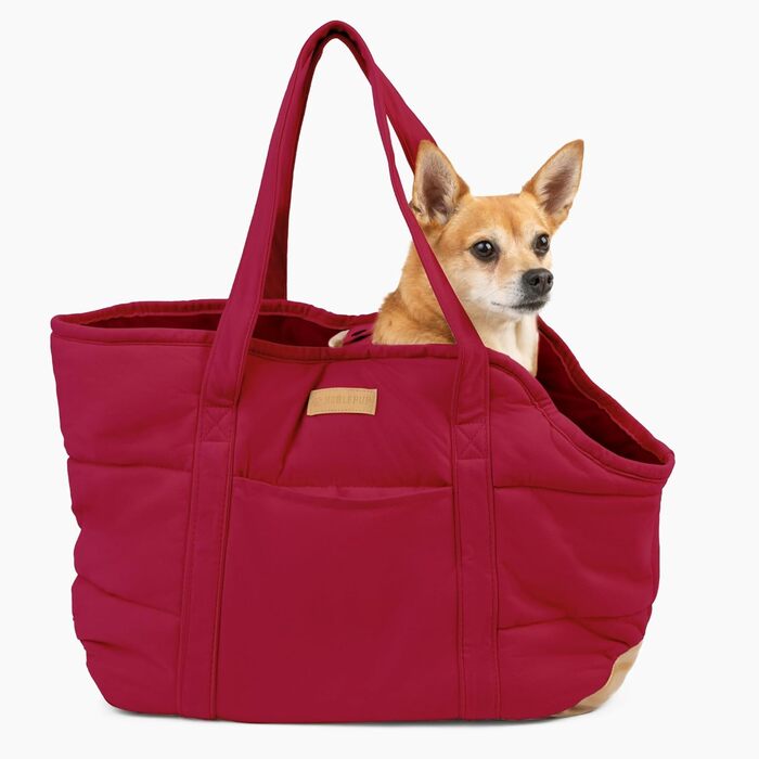 NoblePup Сумка-переноска для тварин, м'яка, плюшева, з надійним кріпленням ремінця, легка, для маленьких собак та цуценят, кремового кольору (Rot/Ausflug, однотонна (Getaway Solids))