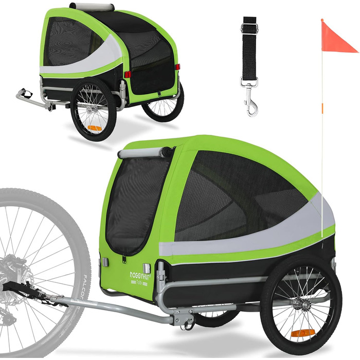 DOGGYHUT® Tobi - великий велопричіп для собак, 35 кг, зелений