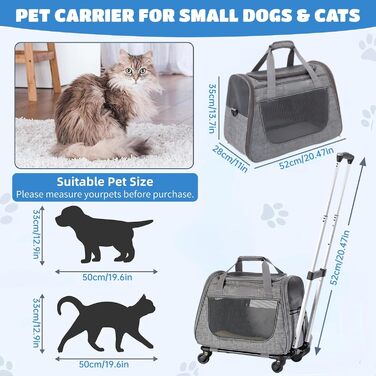 Транспортна сумка для кота на колесах 2 в 1: ідеальна для подорожей, ветеринара, авто, поїздів та літаків