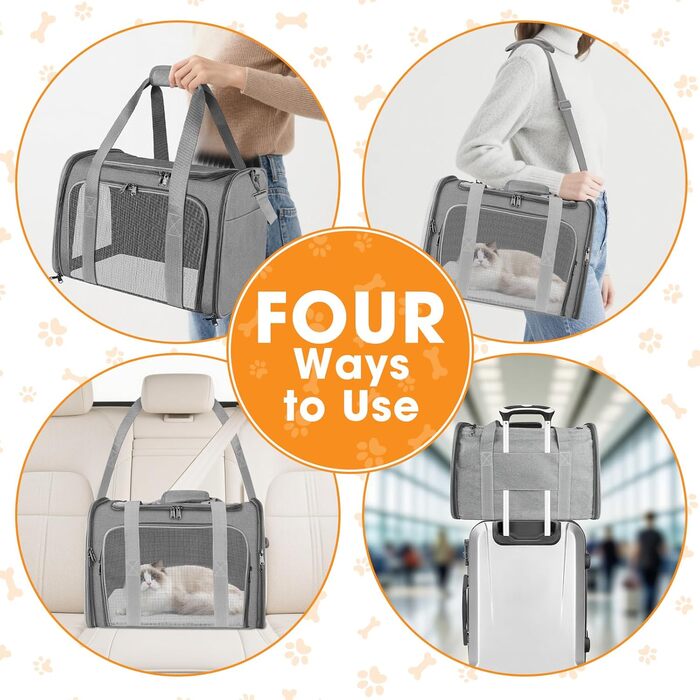 Транспортна сумка для кота та собаки, 45x30x30 см. Зручна переноска для кота та середнього собаки, складана та дихаюча, для подорожей на авто