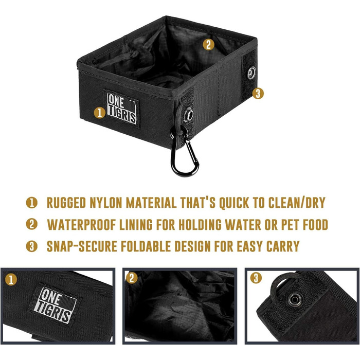 Складаний миска для собак OneTigri 0,9 л | Миска для подорожей, тренувань та активного відпочинку | Багаторазова упаковка