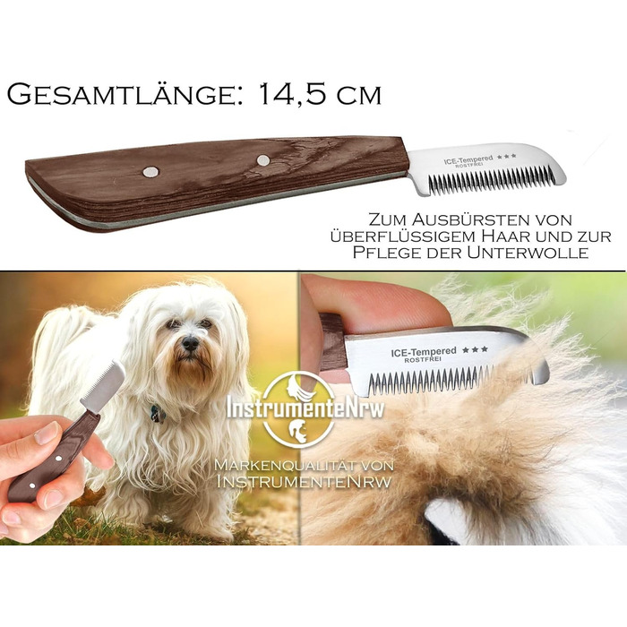 Набір для грумінгу собак 4 в 1: машинка для стрижки, щітка для підшерстя, триммінгові гребені, видалення ковтунів. З нержавіючої сталі з дерев'яною ручкою