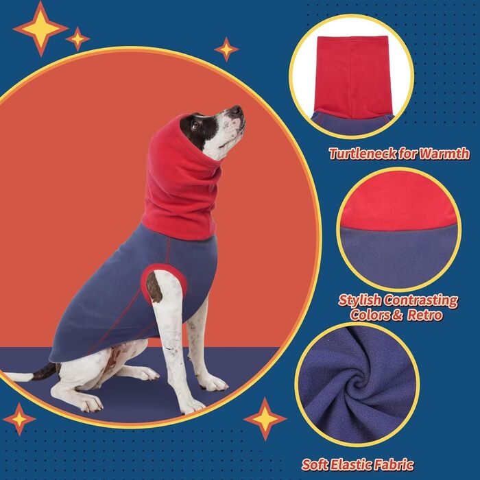 Пуловер для собак IECOii: теплий флісовий светр-жилет для собак, накидка-пуловер, теплий нашийник, сорочка для собак, пуловер для собак, флісовий пуловер для собак, сірий колір, розміри L (обхват грудей 48 см) та XL (обхват грудей 55 см), темно-синій колі