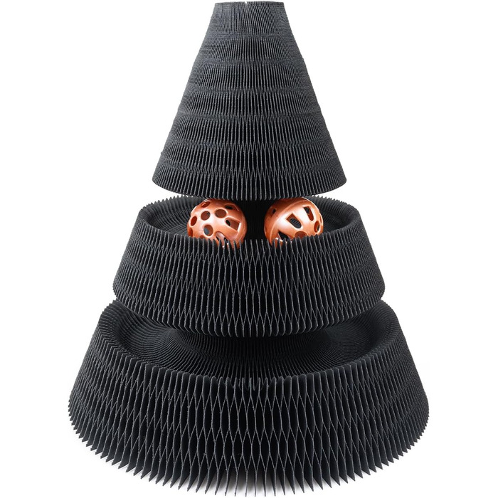 Котячий будиночок з картонної гофротари Treetop від CanadianCat - ігровий комплекс з кульками, чорний, 27,5 x 28 x 28 см