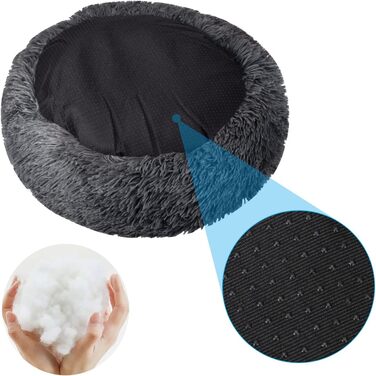 М'яке ліжко для котів та собак: кругленьке, миється, 70см та 60см (білий, сірий)