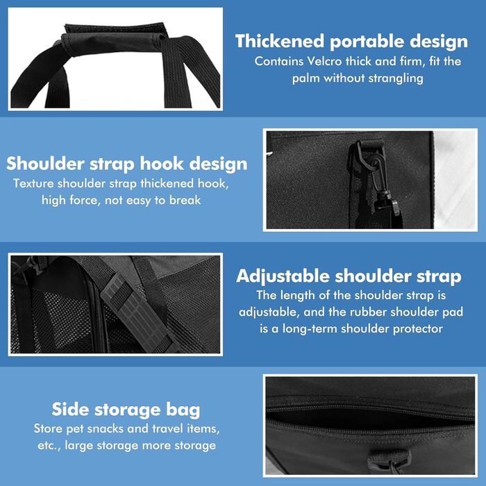 Транспортна переноска для котів та собак WANDGU: складана переноска з мискою для води, 42 x 27 x 28 см