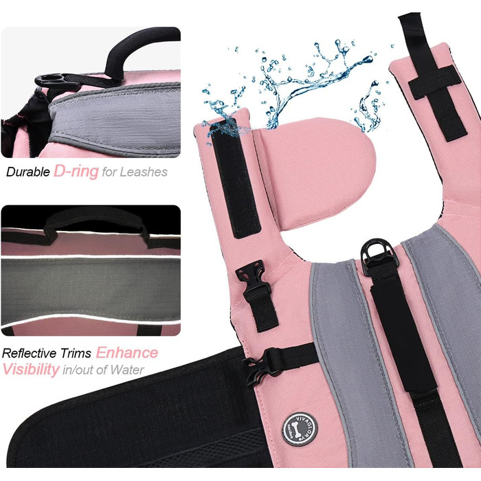 Жилет рятувальний для собак VIVAGLORY з регулюванням плавучості та світловідбиваючими елементами