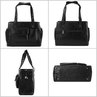 Сумка-переноска для собак та котів, шкіряна, для подорожей, чорна