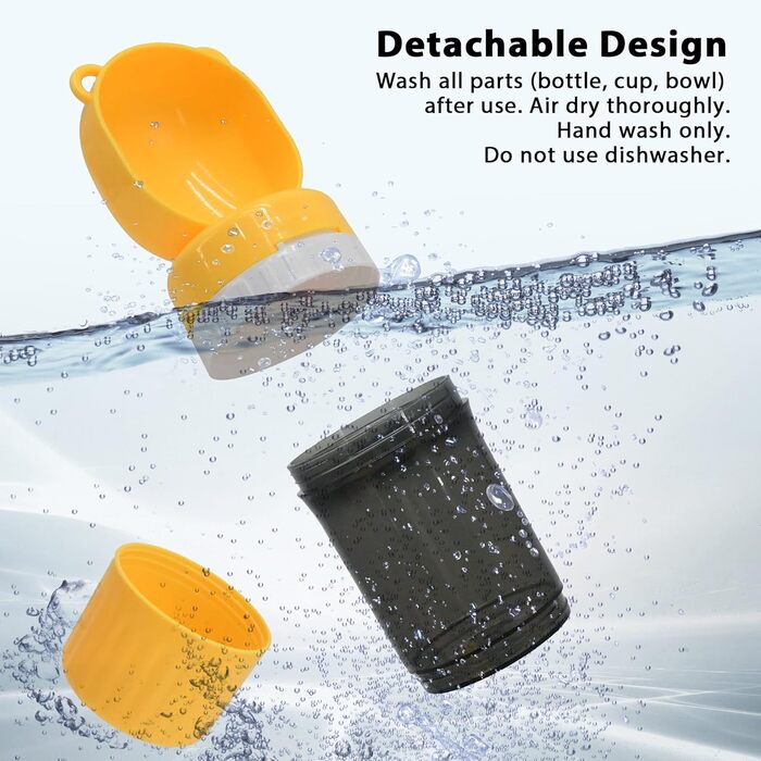 PawSailor 2-в-1 Поїлка та Контейнер для Корму для Тварин - 4 л води + 500 г корму, Непроливається, Портативна, для собак, прогулянки, походи, кемпінг (жовтий, 397 мл)