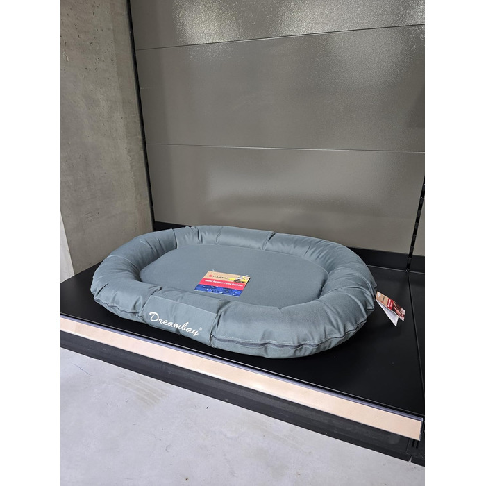 Кругле собаче ліжко Flamingo Dreambay, 100x75x15 см, підходить для лабрадорів, голден ретриверів, боксерів, далматинців, зелений/бензин 100 см