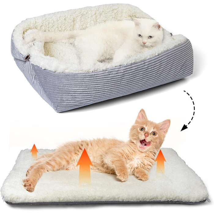 Самогріюче ліжко для котів Ruitena, 2-в-1, для котів та маленьких собак, миється, складається, килимок Pubby