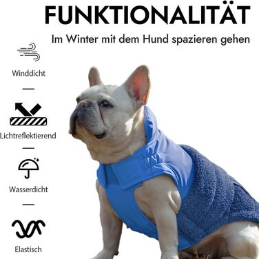 Зимовий теплий жилет для собак з інтегрованим шлейкою, водо- та вітронепроникний, світловідбиваючий, зручний, регульований (Блакитний, 3XLP, обхват грудей 55 см)