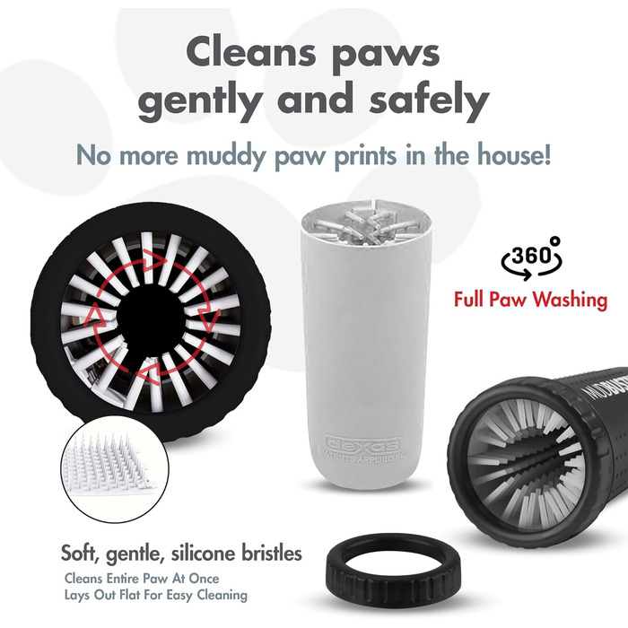 Dexas MudBuster: портативний очищувач лап для собак, чорний, розмір M