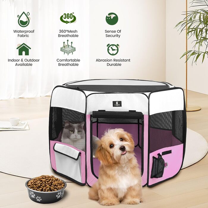 X-ZONE PET переносний складаний вольєр для собак і котів, 600D оксфорд, знімний верх на блискавці, для дому та вулиці