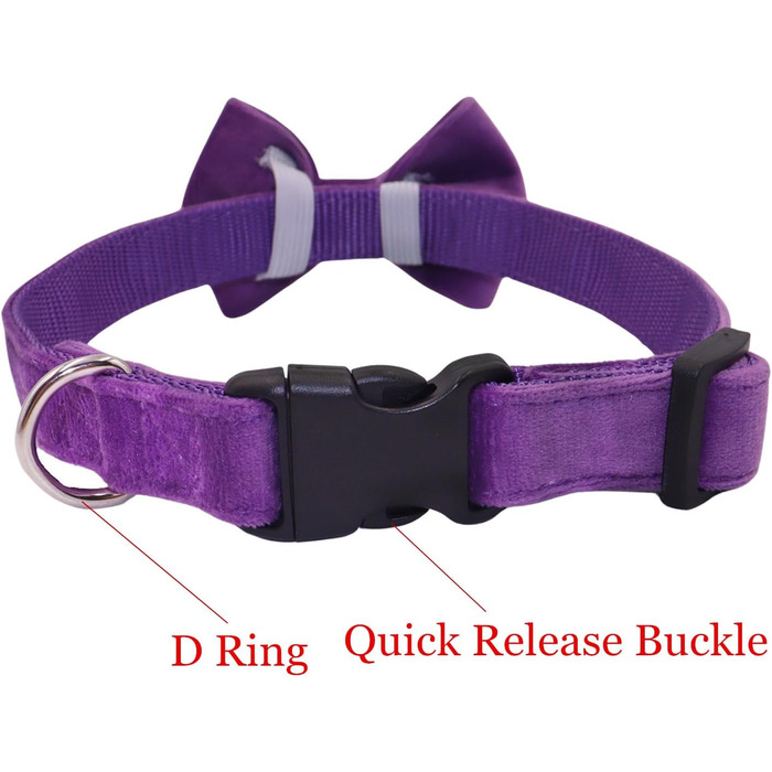 Нашийник для собак з краваткою WDPAWS, м'який велюр, швидка застібка, великі собаки (фіолетовий, L)