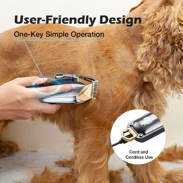 Професійна машинка для стрижки собак FuzzyFix, 2 швидкості, ергономічний дизайн, для собак та котів, для густого, довгого та кучерявого хутра (зелена)