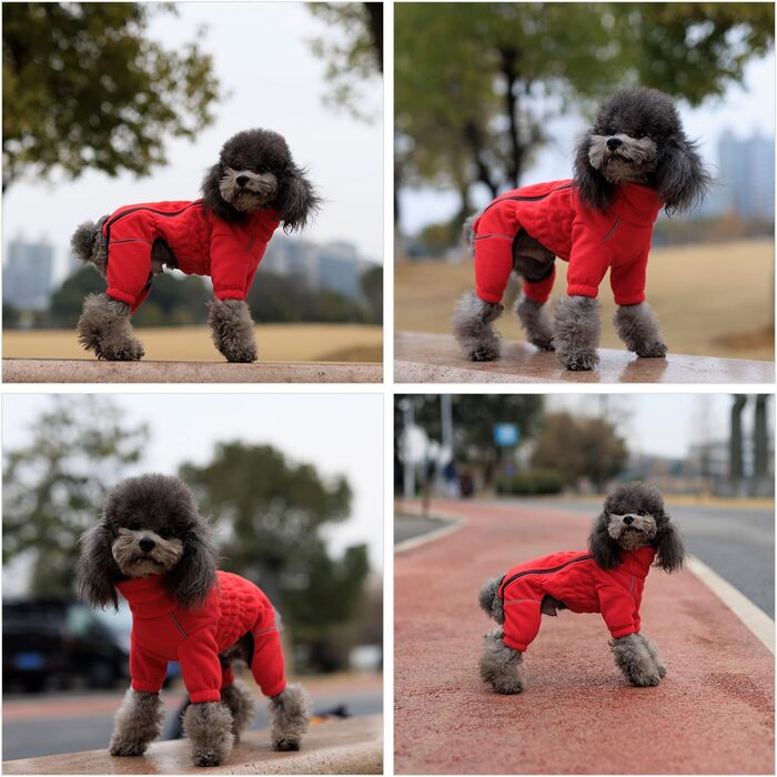 Вітростійка куртка для собак, фліс, зимовий теплий одяг, червона, розмір M
