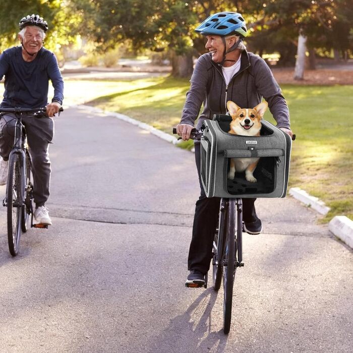 Фаркоп для велосипеда з переноскою для собак, передній велосипедний кошик з 4 дверцятами, сітчастими вікнами, розширюваний, складаний, для котів та собак середніх та малих порід