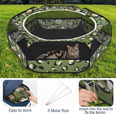 Pawaboo Freigehege для дрібних тварин: вольєр для кроликів, котів, цуценят, хом'яків, з водонепроникним дном та сіткою, Leopard