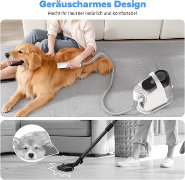 Машинка для стрижки собак зі вбудованим пилососом, 13000Pa, тиха, для собак та котів, 7 насадок, контейнер для сміття 2L