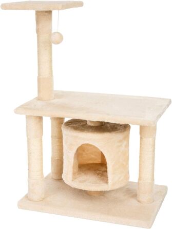 Дряпалка для котів JAMAXX H-90cm з ігровим комплексом, печерею, м'якою платформою та іграшкою (бежевий)