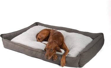 Преміум лежанка для собак JAMAXX з ортопедичним пінополіуретаном Memory Visco, знімний чохол, лежанка-кошик для собак S-XL (L) 120x90 см, сіра