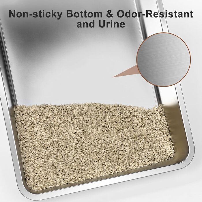 Велика лоток для котів з нержавіючої сталі з кришкою, XXXL, для великих та кількох котів, високі бортики, захист від протікання сечі, антибактеріальний, легко чистити