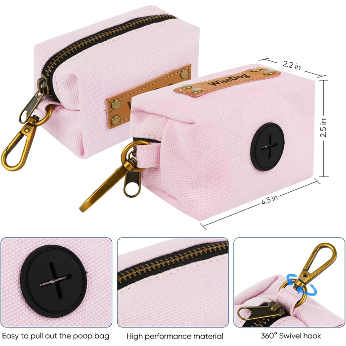 Набір повідка та нашийника для собак Wisedog: регульовані, міцні нашийники та повідці для собак маленьких, середніх та великих порід. Включає тримач для відходів (M, ) M(Нашийник: 12'-18'; Повідок: 5 ft), (XS(Нашийник: 8.5'-12'; Повідок: 4 ft), Блідо-роже