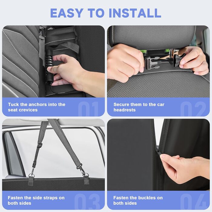 Захисний чохол на сидіння для собак Dorifine з PU-шкіри для заднього сидіння автомобіля. Підходить для собак вагою до 180 кг, 100% водонепроникний, стійкий до подряпин та ковзання. Розмір M (132 x 63 см).