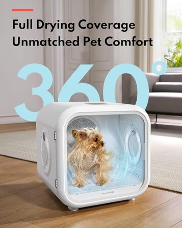 Haustiertrockner HomeRunPet Drybo Plus: Безшумний, автоматичний фен для собак та котів (50л, білий)