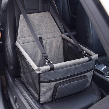 Автокрісло для домашніх тварин: собак та котів, дихаюча водонепроникна наволочка з запобіжною пов'язкою, захист для автомобіля для маленьких цуценят, переноска (світло-сірий)