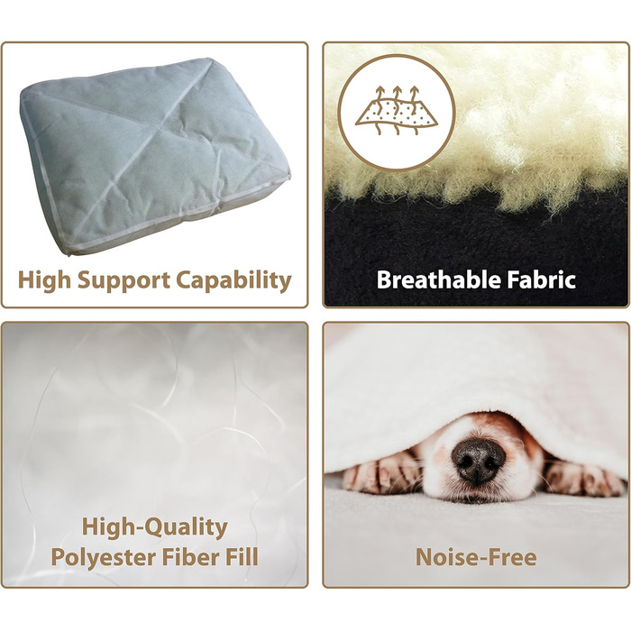 Лягушковий лежак для собак Ellie-Bo, розмір M, 71x48x10 см, штучний велюр та штучне овече хутро, коричневий та білий