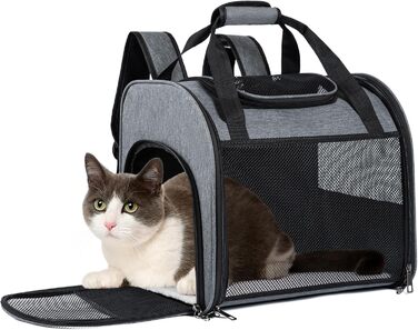 Рюкзак-переноска для котів з сітчастим вікном - складаний переносник для котів та маленьких собак (4-8 кг) з надійною застібкою-блискавкою, страхувальний поводок, ідеальний для подорожей та прогулянок