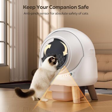 Автоматичний лоток для котів з 4 датчиками, керуванням через APP, для кількох котів, білий, Smart-лоток white-A1