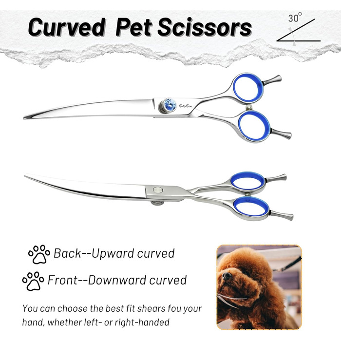 Професійна ножиця для грумінгу собак та котів, 7 дюймів, 30° нахил, сталь VG10, безпечна тупа накінечник
