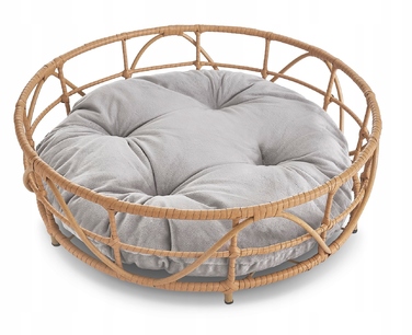 Лежак-кошик для собак та котів з велюровою подушкою – стильний та зручний