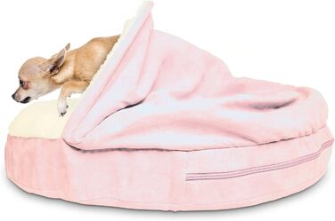 Ортопедичне ліжко для собак Furhaven, 66 см, для середніх та маленьких собак, до 13,6 кг, знімний, пральний чохол, Sherpa & Wildleder Snuggery, блакитне, з м'якої вовни та замші, 66 x 66 x 8 см