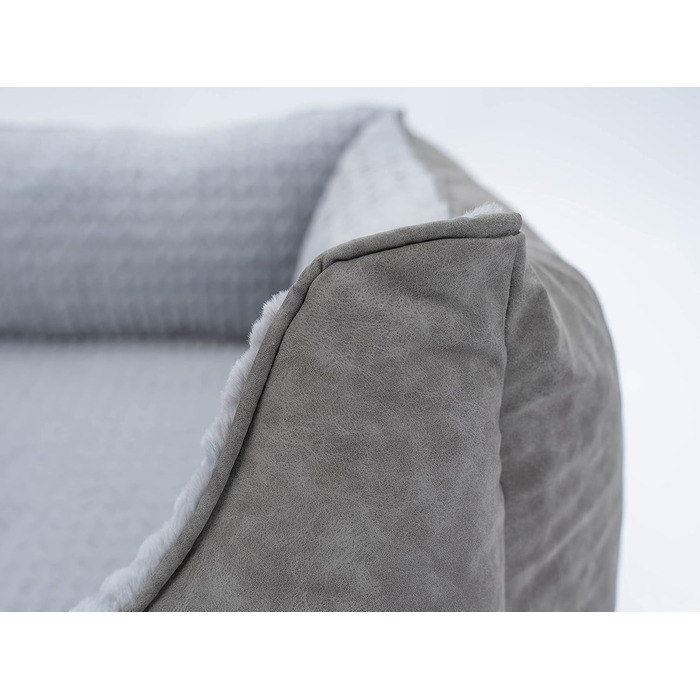 TrendPet VitaBed Style - Ортопедичне ліжко для собак, штучна шкіра, м'яка внутрішня частина (60x50 см, сірий)