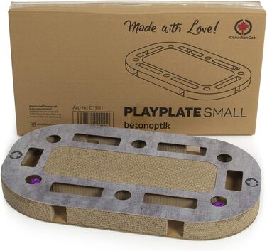 PlayPlate Katzenspielplatz - ігровий майданчик для котів CanadianCat, 65x35x5.8 см, з інтегрованою картонною поверхнею для дряпання, в бетоні, ігровий коврик