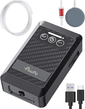 Pawfly Акумуляторний повітряний насос для акваріума 1.5W, USB, тиха портативна аераторна помпа для риб, 20-75 л, для риболовлі та аварійного живлення