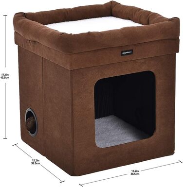 Складаний будиночок для котів Amazon Basics, коричневий, 38x38x43 см