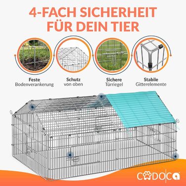 Вольєр для кроликів CADOCA® 180x75x75 см з дахом та захистом від сонця для саду