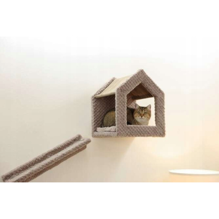 Стіновий ігровий комплекс для котів Kerbl Monte Baldo: будинок, лежанка, полиця та дряпачка (6 елементів)
