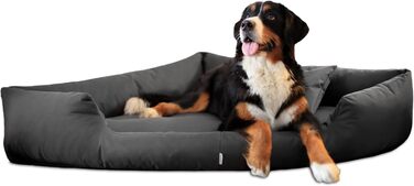 Ортопедичне ліжко для собак Tierlando® Trivia, 80x80 см, сірий графіт | З віско-матрацом, трикутна форма